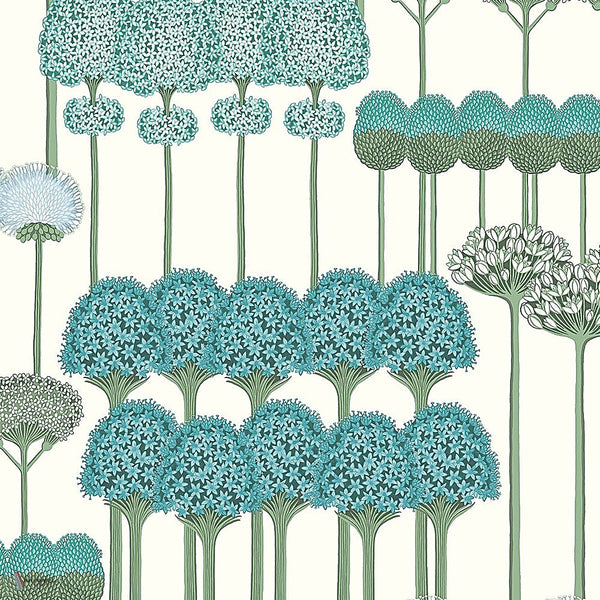 Allium behang in Teal & Jade on Chalk van Cole & Son