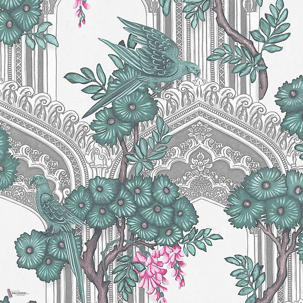 Babylon behang in Teal & Pink van Cole & Son