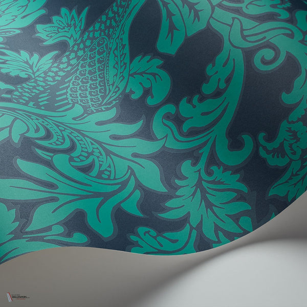 Balabina behang in Teal on Midnight van Cole & Son