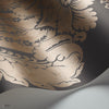 Baudelaire behang in Metallic Bronze on Charcoal van Cole & Son