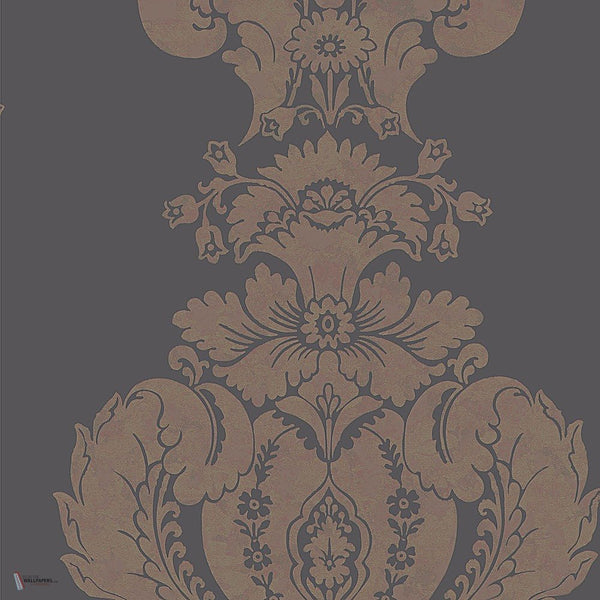 Baudelaire behang in Metallic Bronze on Charcoal van Cole & Son