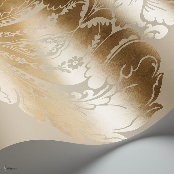Baudelaire behang in Metallic Gold on Taupe van Cole & Son