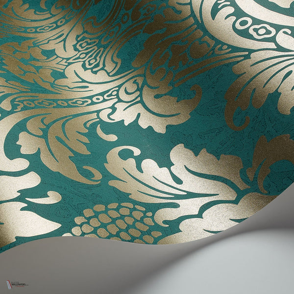 Blake behang in Metallic Gold on Teal van Cole & Son