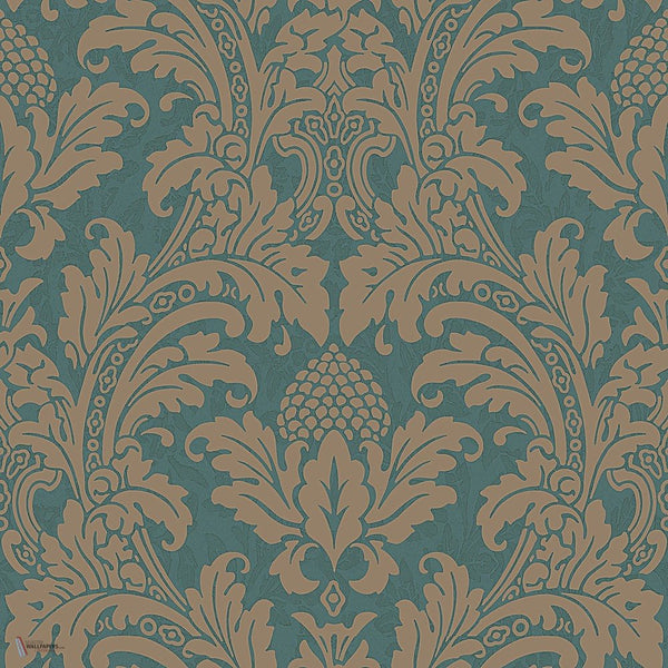 Blake behang in Metallic Gold on Teal van Cole & Son