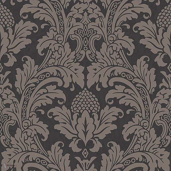 Blake behang in Metallic Pewter on Charcoal van Cole & Son