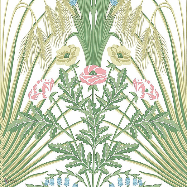 Bluebell behang in Leaf Green & Cerulean Sky on Chalk van Cole & Son