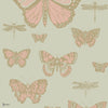 Butterflies & Dragonflies behang in Alabaster & Metallic Gold on Eau Du Nil van Cole & Son