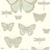 Butterflies & Dragonflies behang in Duck Egg & Metallic Gilver on Pale Cream van Cole & Son