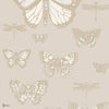 Butterflies & Dragonflies behang in Metallic Gilver & White on Stone van Cole & Son
