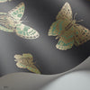 Butterflies & Dragonflies behang in Viridian & Metallic Gold on Charcoal van Cole & Son
