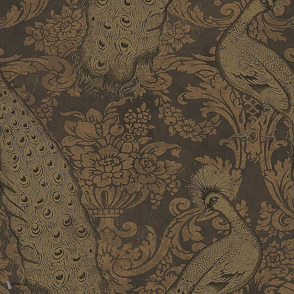 Byron behang in Metallic Gold & Bronze on Charcoal van Cole & Son