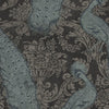 Byron behang in Metallic Petrol & Metallic Silver on Charcoal van Cole & Son