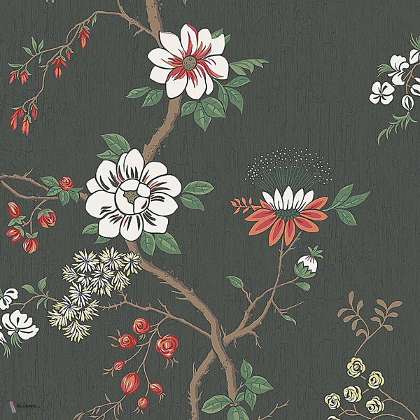 Camellia behang in Chalk & Red on Soot van Cole & Son