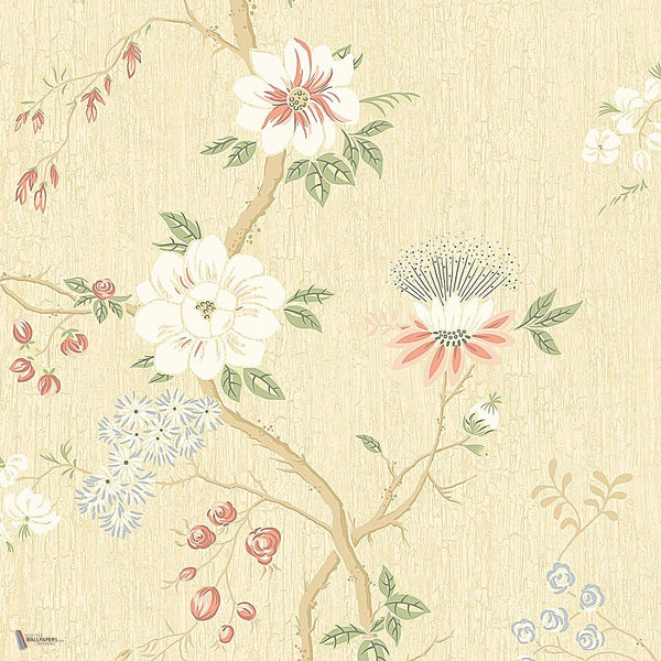 Camellia behang in Coral & Olive on Buttercup van Cole & Son