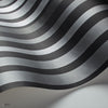 Carousel Stripe behang in Metallic Silver on Charcoal van Cole & Son