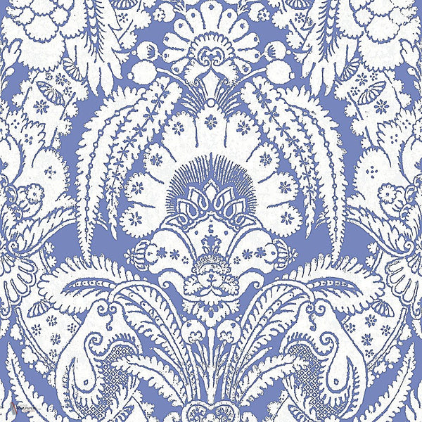 Chatterton Tapete in White on Hyacinth Blue von Cole & Son