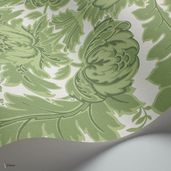 Coleridge behang in Leaf Green on White van Cole & Son