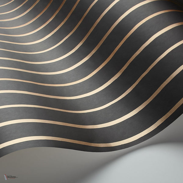 College Stripe behang in Charcoal & Metallic Gold van Cole & Son