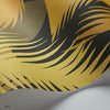 Deco Palm behang in Chartreuse on Charcoal van Cole & Son