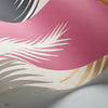 Deco Palm behang in Fuchsia, Magenta, Gold & Charcoal on Cream van Cole & Son