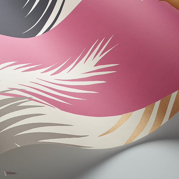 Deco Palm behang in Fuchsia, Magenta, Gold & Charcoal on Cream van Cole & Son