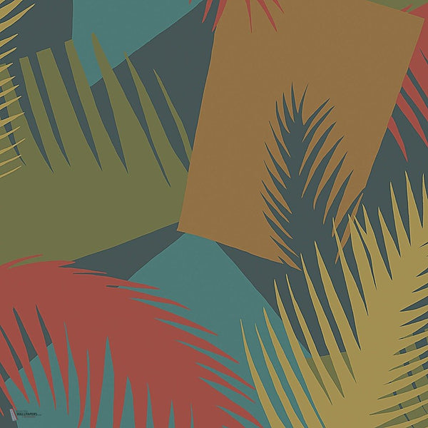 Deco Palm behang in Ginger, Rouge, Olive on Midnight van Cole & Son