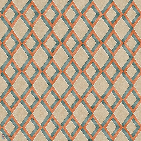 Fresco Trellis behang in Coral on Tea Rose van Cole & Son