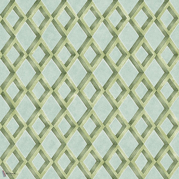 Fresco Trellis behang in Olive on Duck Egg van Cole & Son