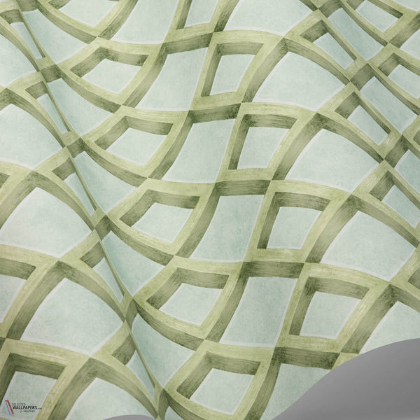Fresco Trellis behang in Olive on Duck Egg van Cole & Son