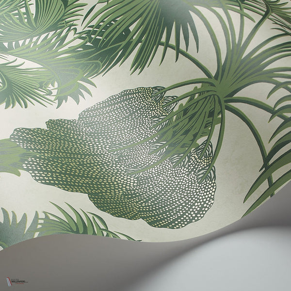 Hollywood Palm behang in Forest Green on Cream van Cole & Son