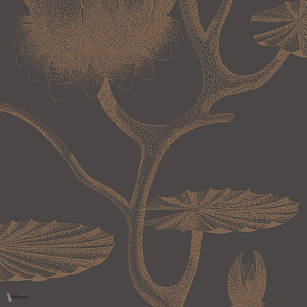 Lily behang in Metallic Bronze on Soot van Cole & Son