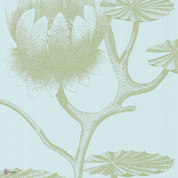 Lily behang in Olive Green on Seafoam van Cole & Son
