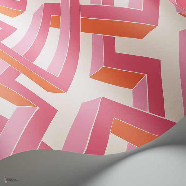 Luxor Tapete in Fuchsia & Orange on White von Cole & Son