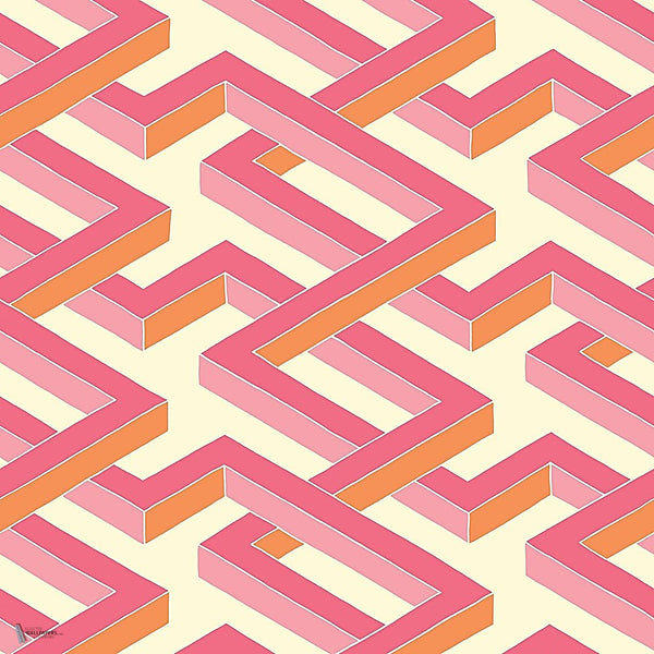 Luxor Tapete in Fuchsia & Orange on White von Cole & Son