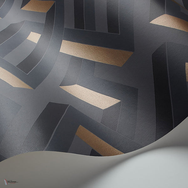 Luxor Tapete in Metallic Bronze on Slate Grey von Cole & Son