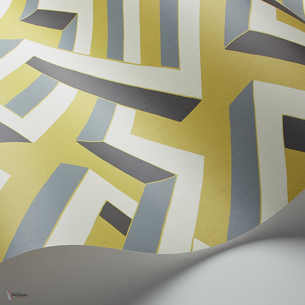 Luxor Tapete in White & Charcoal on Chartreuse von Cole & Son