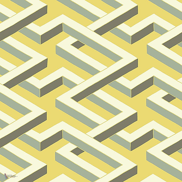 Luxor Tapete in White & Charcoal on Chartreuse von Cole & Son