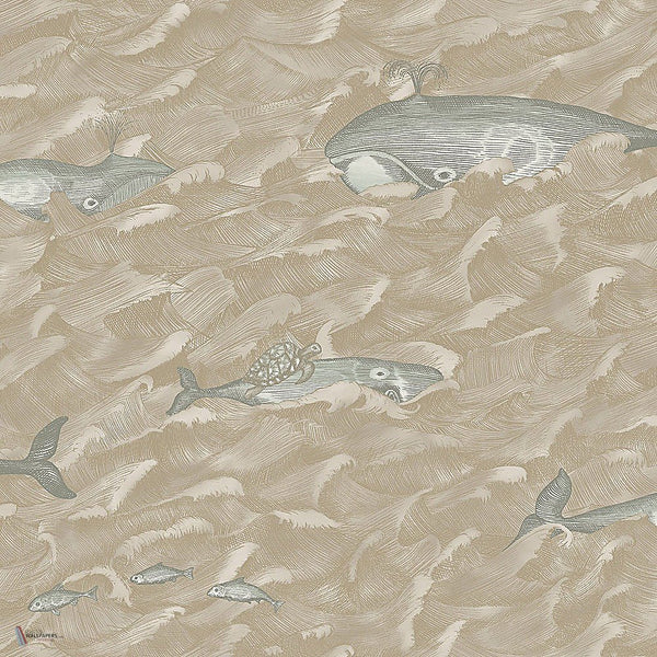 Melville behang in Seafoam & Metallic Gliver van Cole & Son