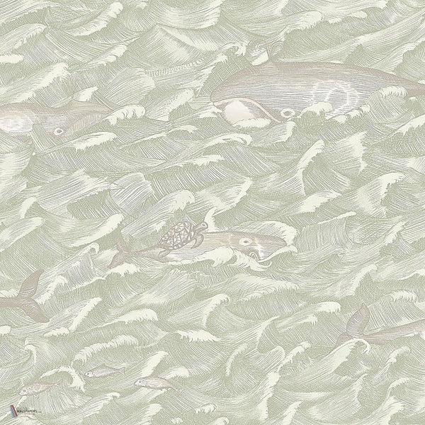 Melville behang in Stone & Soft Olive van Cole & Son