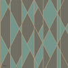 Oblique behang in Teal, Soot & Metallic Gilver van Cole & Son