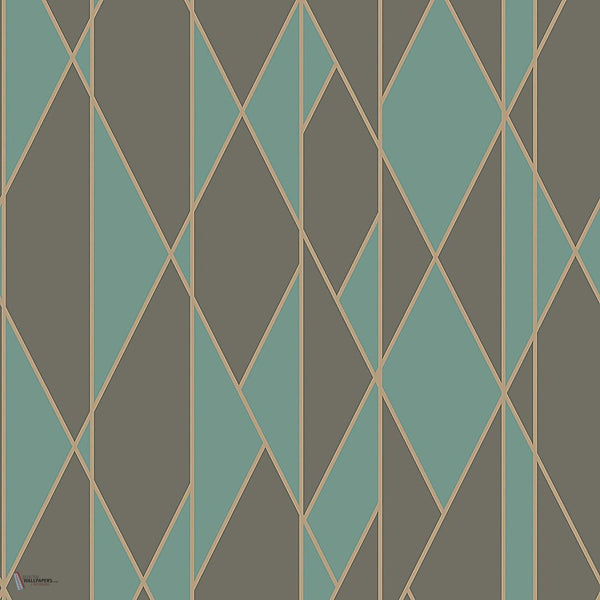 Oblique behang in Teal, Soot & Metallic Gilver van Cole & Son