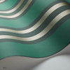 Polo Stripe behang in Viridian & Metallic Gilver van Cole & Son