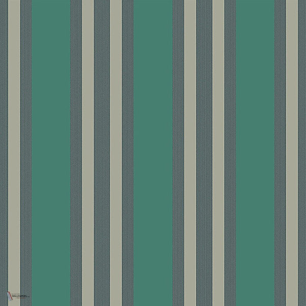 Polo Stripe behang in Viridian & Metallic Gilver van Cole & Son