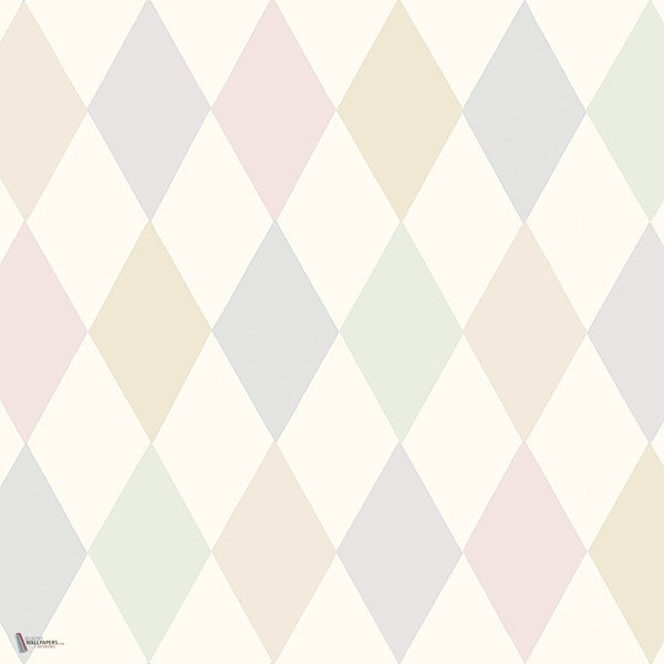 Punchinello behang in Blush, Ballet Slipper, Eau Du Nil on White van Cole & Son