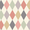 Punchinello behang in Coral & Olive on Cream van Cole & Son