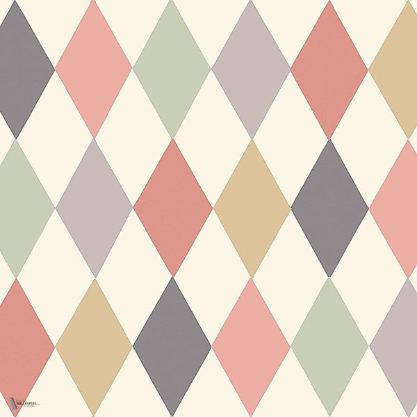 Punchinello behang in Coral & Olive on Cream van Cole & Son