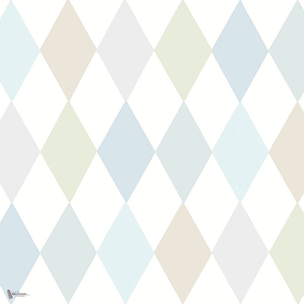 Punchinello behang in Power Blue, Seafoam & Grey on Chalk van Cole & Son