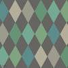 Punchinello behang in Viridian & Petrol on Charcoal van Cole & Son