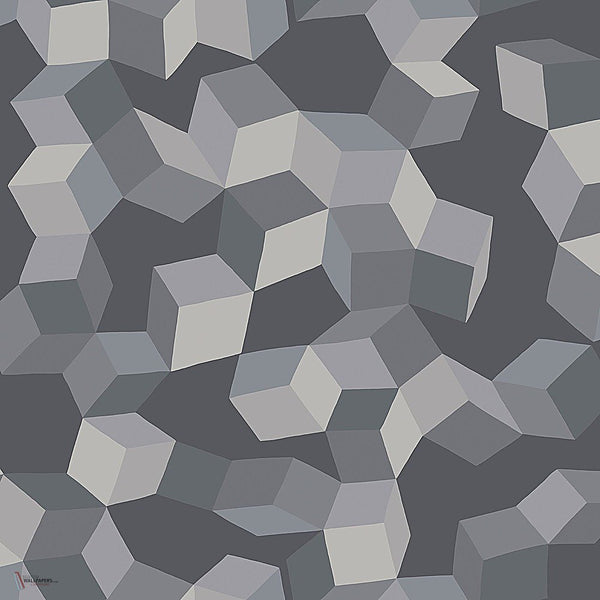 Puzzle behang in Heath Grey on Charcoal van Cole & Son