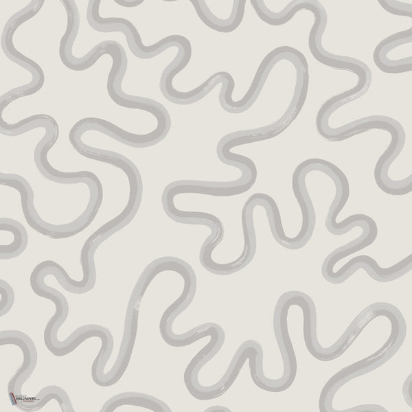 Rainforest Squiggle behang in Soft Grey & Dove on Chalk van Cole & Son